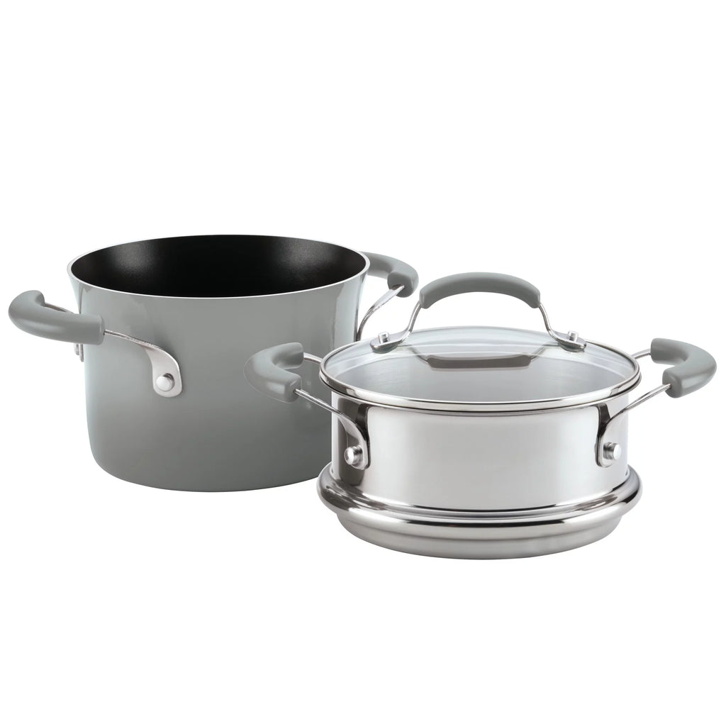 3 Qt Nonstick Porcelain Enamel Covered Multi Pot Set with Steamer M3898