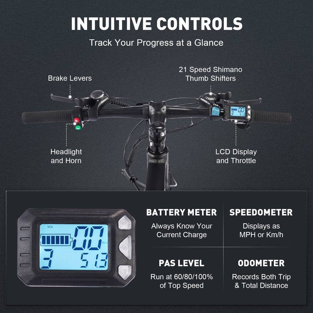 Electric Mountain Bicycle 26" 350W 48V Lithium Battery Black B73354