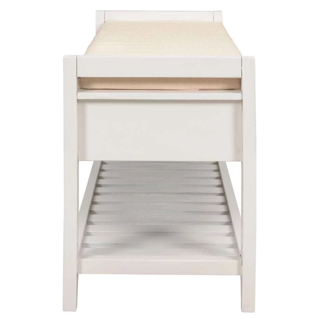 Wood Storage Bench with Cushion and 2 Drawers L323