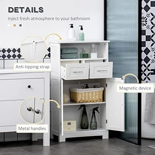 Grey Bathroom Cabinet Organizer with Two Drawers J59541