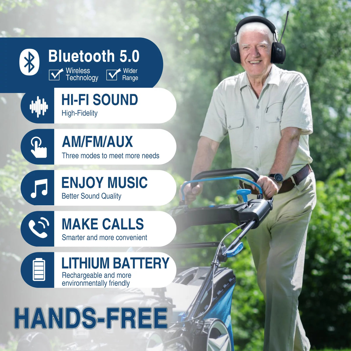 Bluetooth 5.0 AM FM Radio Headphones with Digital Display P2277