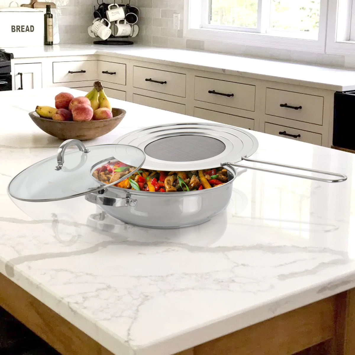 3 Piece 4 Quart Stainless Steel Saute Pan with Lid F423