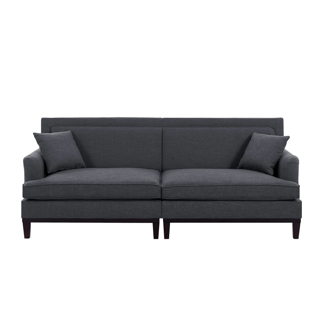 Grey Sleeper Loveseat with 2 Throw Pillows Y451