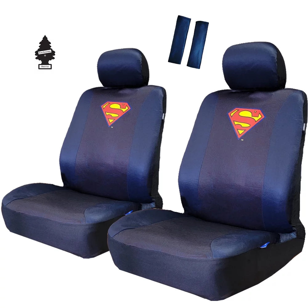 Superman Car Seat Covers Shoulder Pads Set with Air Freshener Y739960