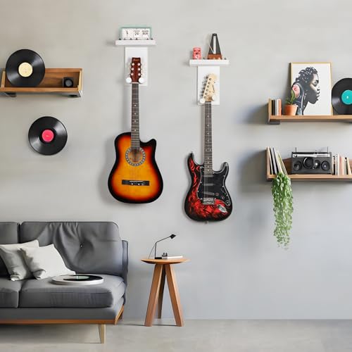 2-Pack Guitar Wall Mount Hanger with Shelf & Pick Holder E841469