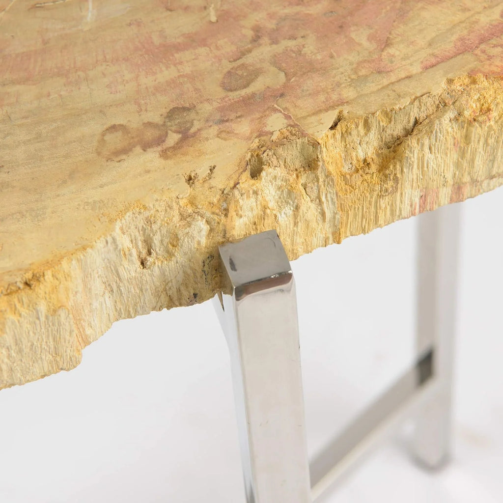 Teak Side Table With Stainless Steel Base J988