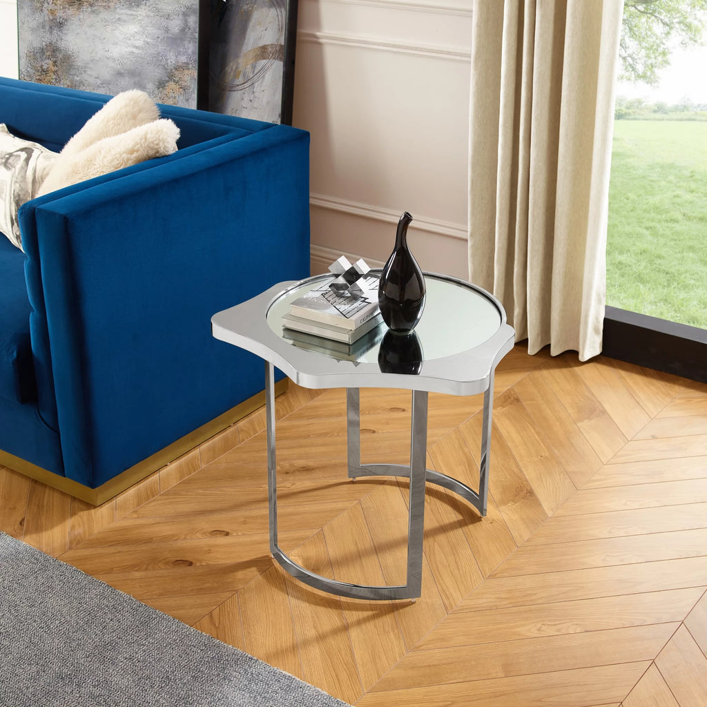 Abstract End Table with Mirrored Top E31452