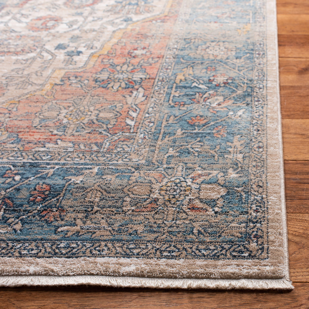 Navy Ivory Floral Bordered Area Rug 6' x 9' V91271