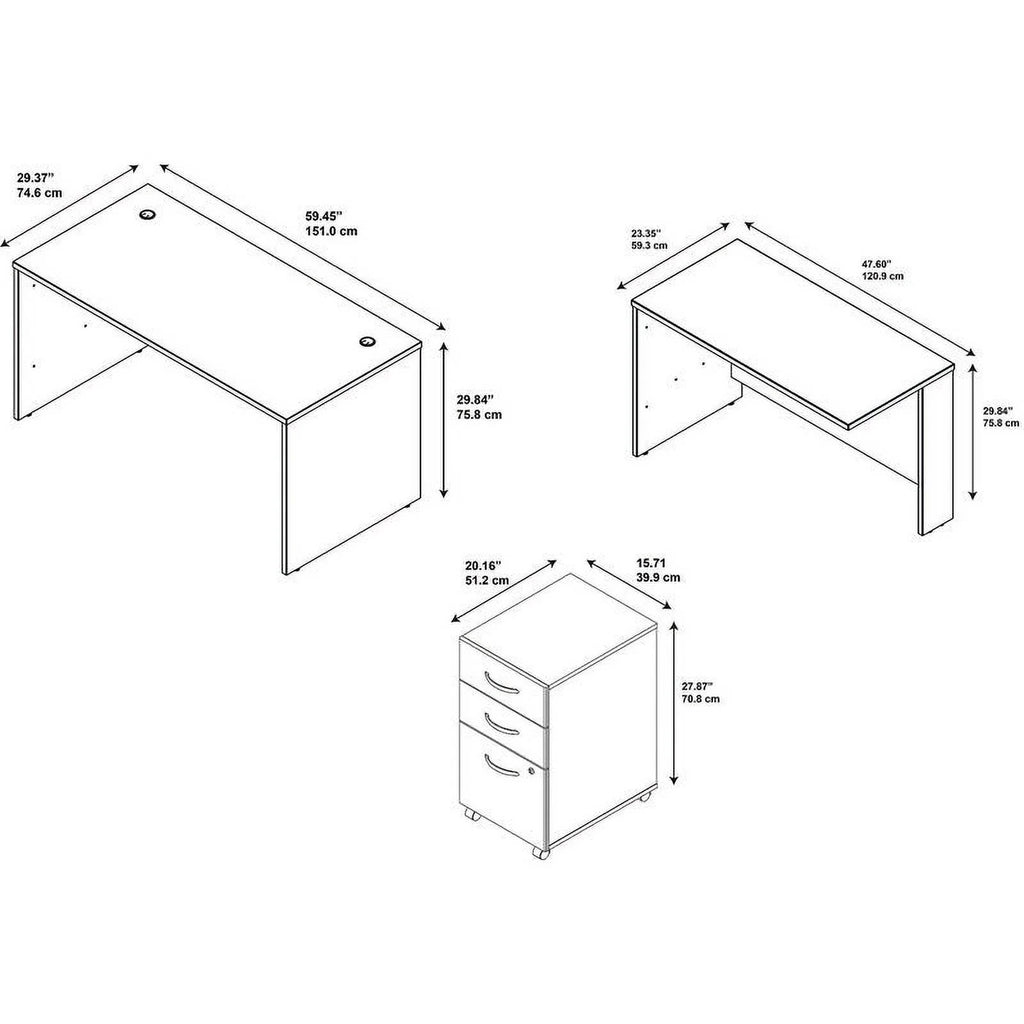 L Shaped Desk with Drawers C52028