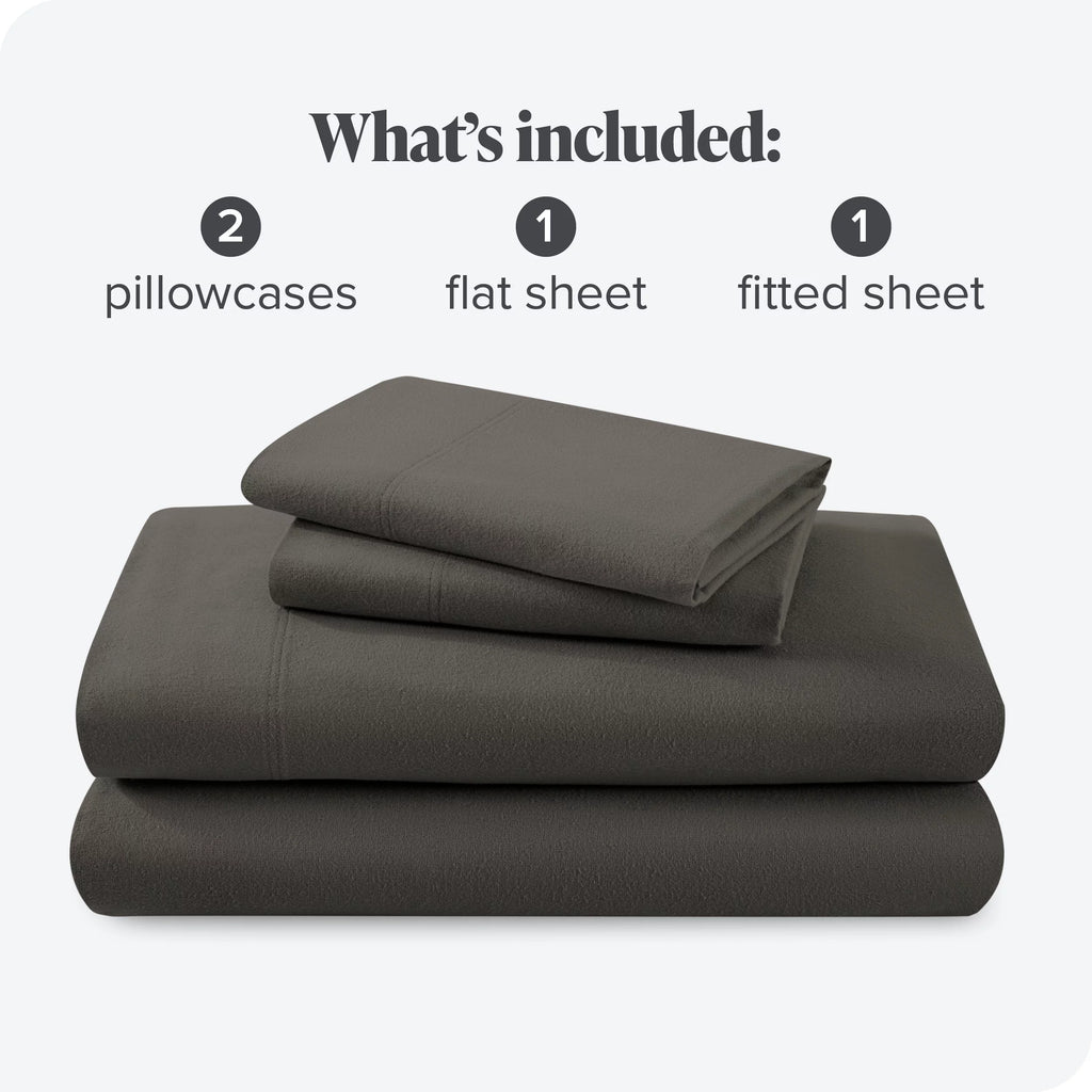 100% Cotton 4 Piece Queen Gray Flannel Sheet Set C7936
