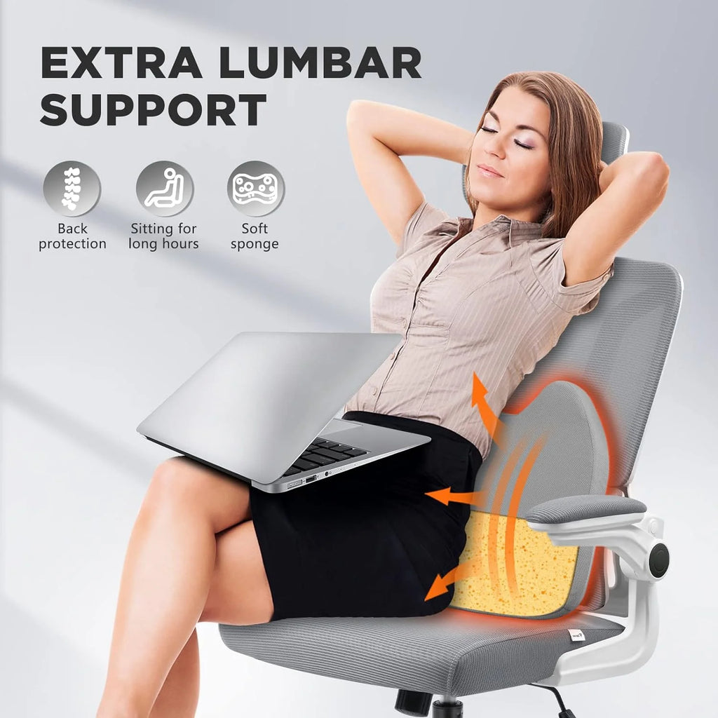 Dark Grey Ergonomic Mesh Office Chair with Lumbar Support Pillow U80710