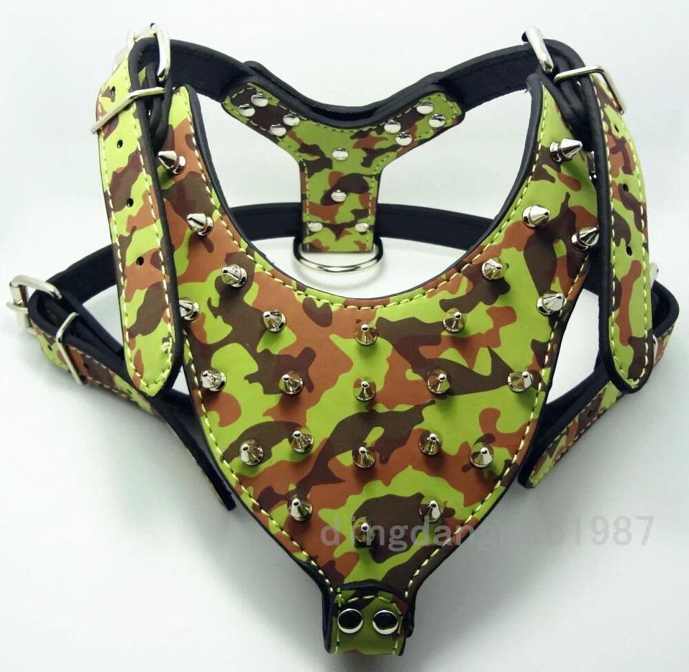 Spiked Studded Leather Dog Harness W452219