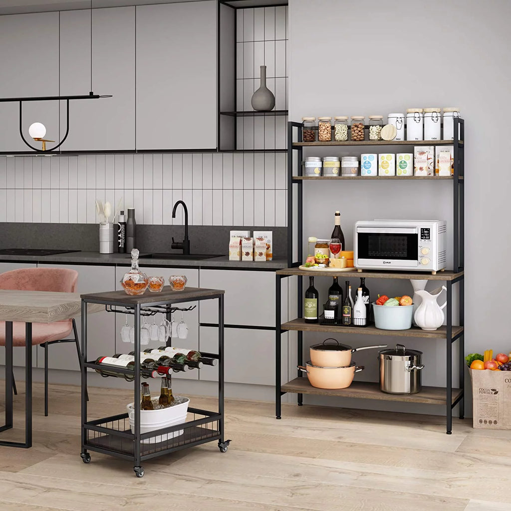 5 Tier Kitchen Microwave Oven Stand with Hutch U95103