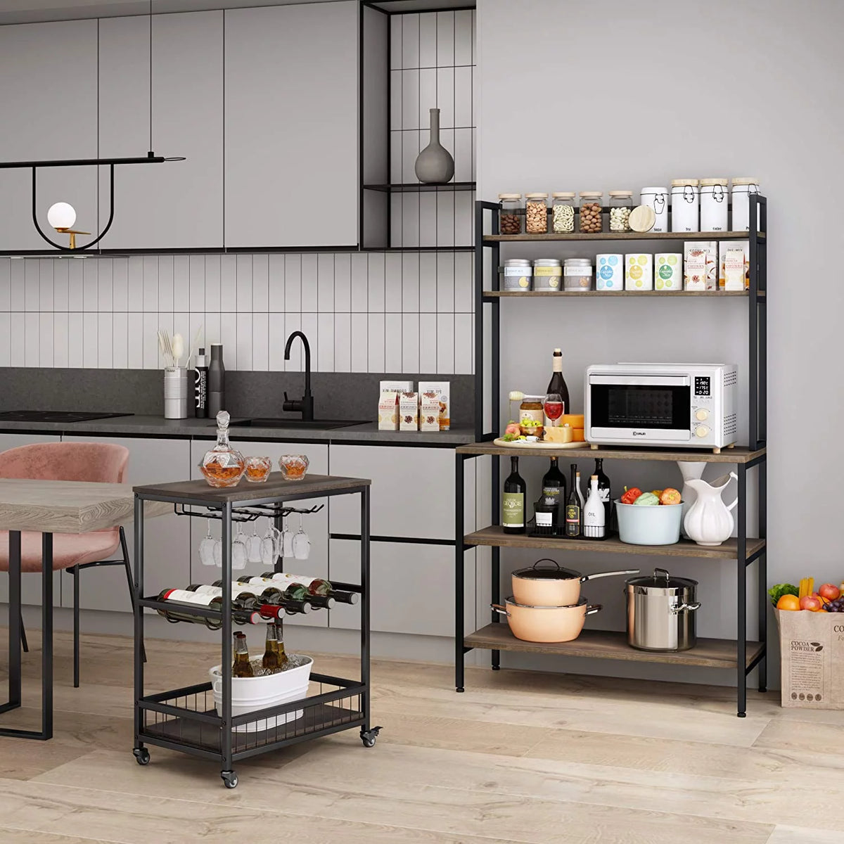 5 Tier Kitchen Microwave Oven Stand with Hutch U95103