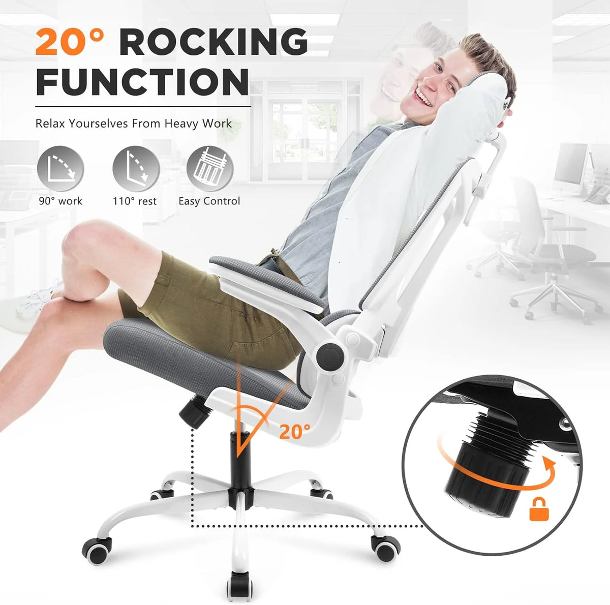 Dark Grey Ergonomic Mesh Office Chair with Lumbar Support Pillow U80710