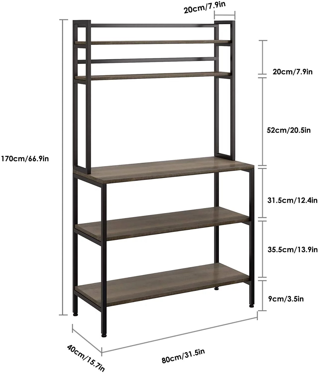5 Tier Kitchen Microwave Oven Stand with Hutch U95103