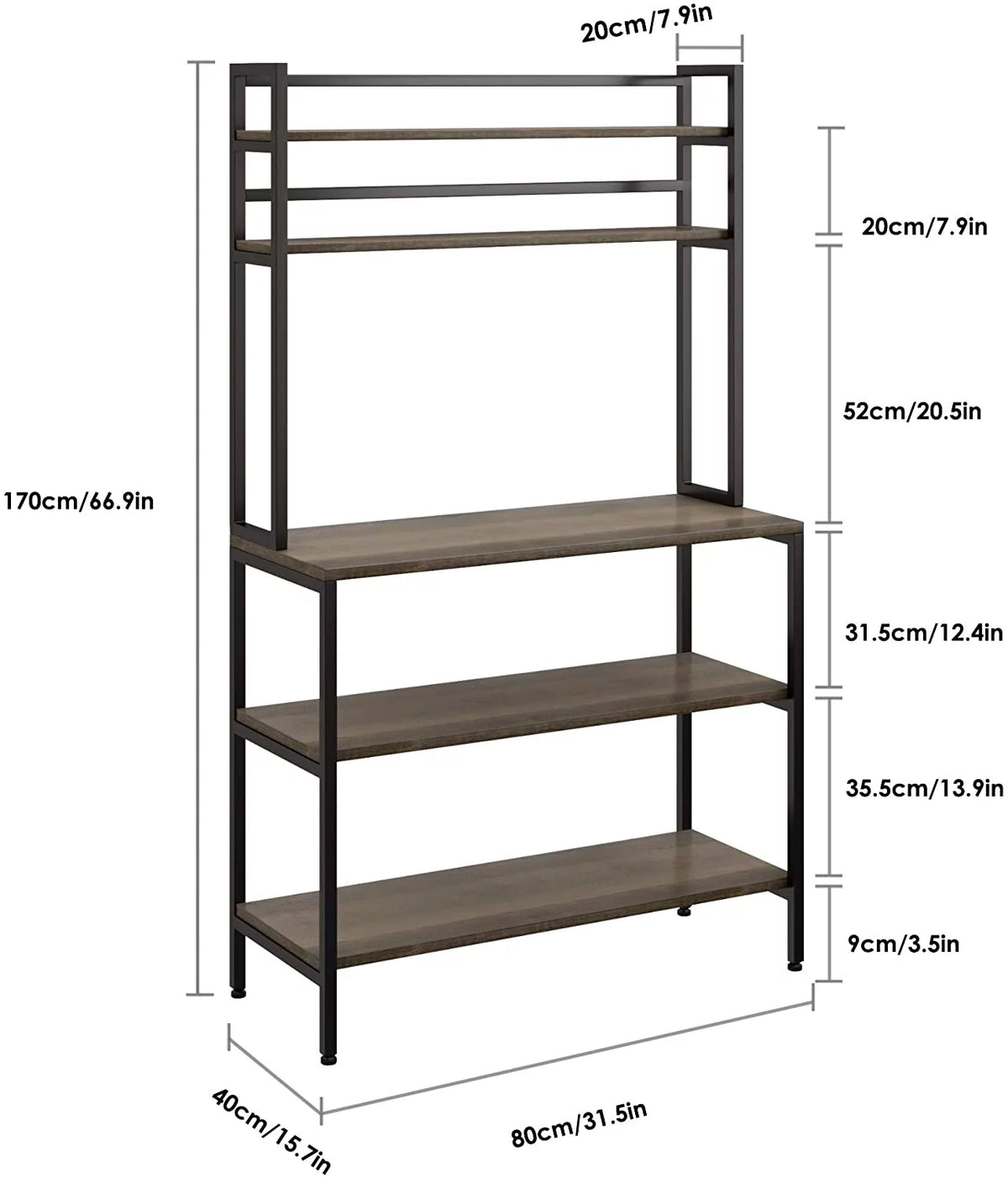 5 Tier Kitchen Microwave Oven Stand with Hutch U95103