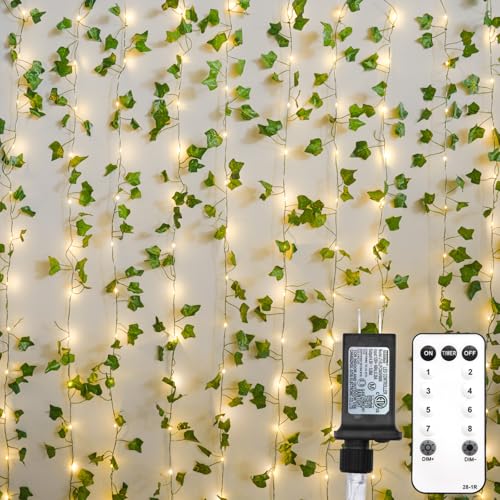 200 LED 6.5ft x 6.5ft Pothos Fairy Curtain Lights with Remote Warm White M8137