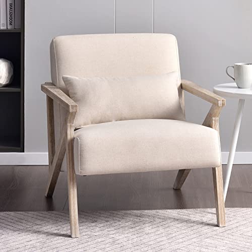 Mid Century Modern Upholstered Armchair with Waist Cushion H130