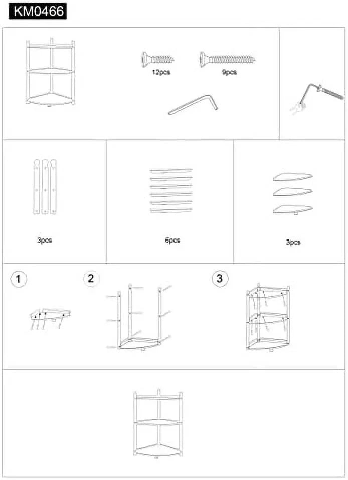 3 Tier Bamboo Corner Shelf 29 Inch V3813
