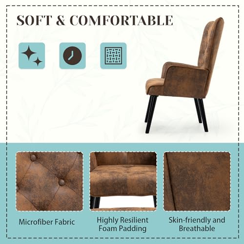 Brown Upholstered Accent Chair with Ottoman S273272
