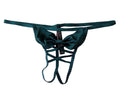 Dark Green Crotchless Satin Bow V-String Panty I60252