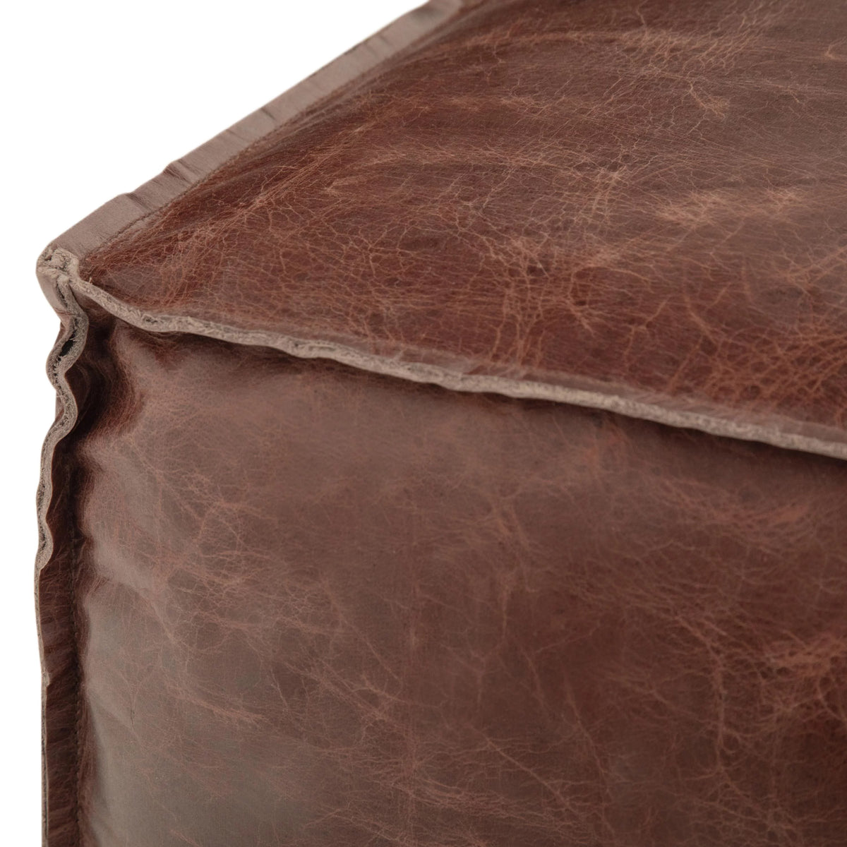 Brown Genuine Leather Pouf H1447