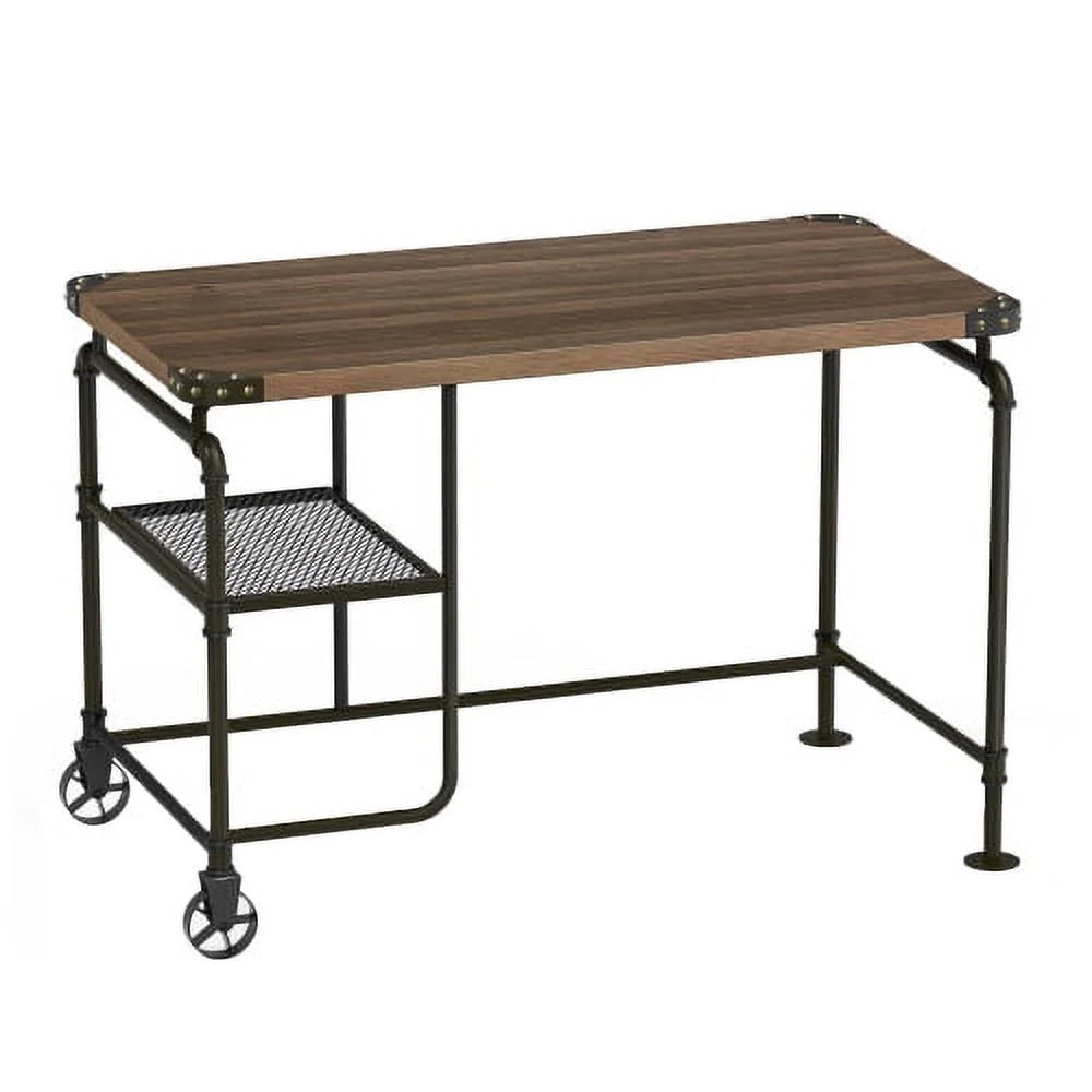 Industrial Metal Writing Desk with Wooden Top I465777