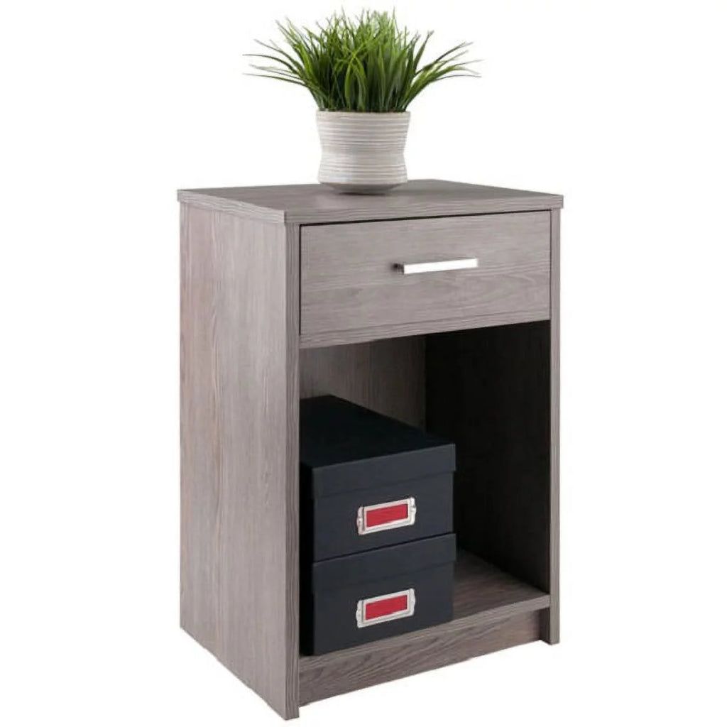 Ash Grey Wood Accent Table with Open Cabinet D71603