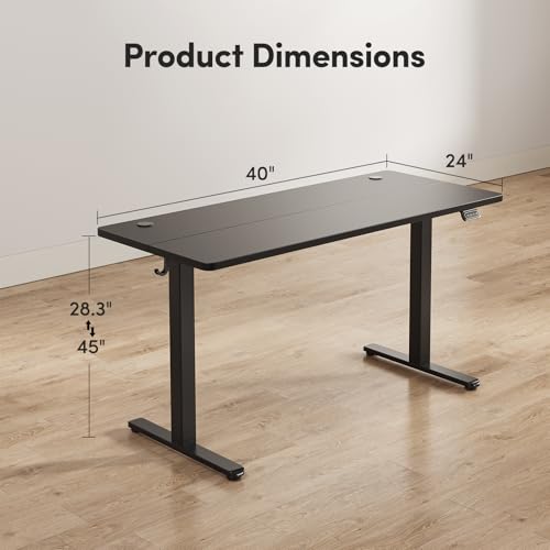 Electric Standing Desk Adjustable Height 40 x 24 Inch Black I6574
