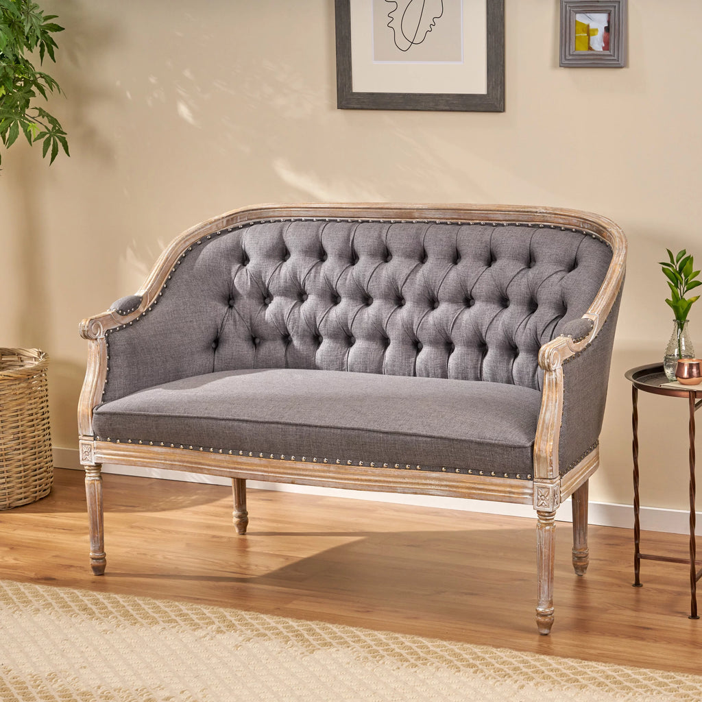 Dark Gray Fabric Loveseat W78036