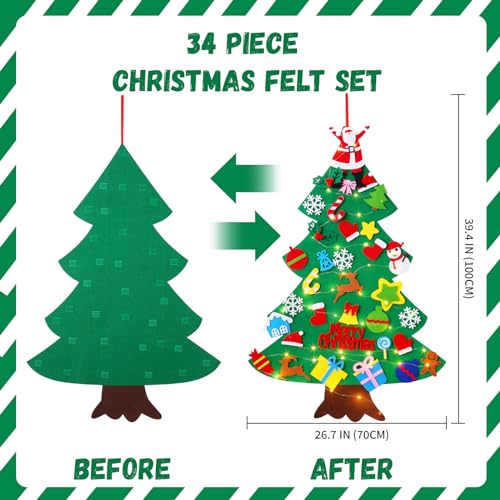 Felt Christmas Tree with 34 Ornaments I486