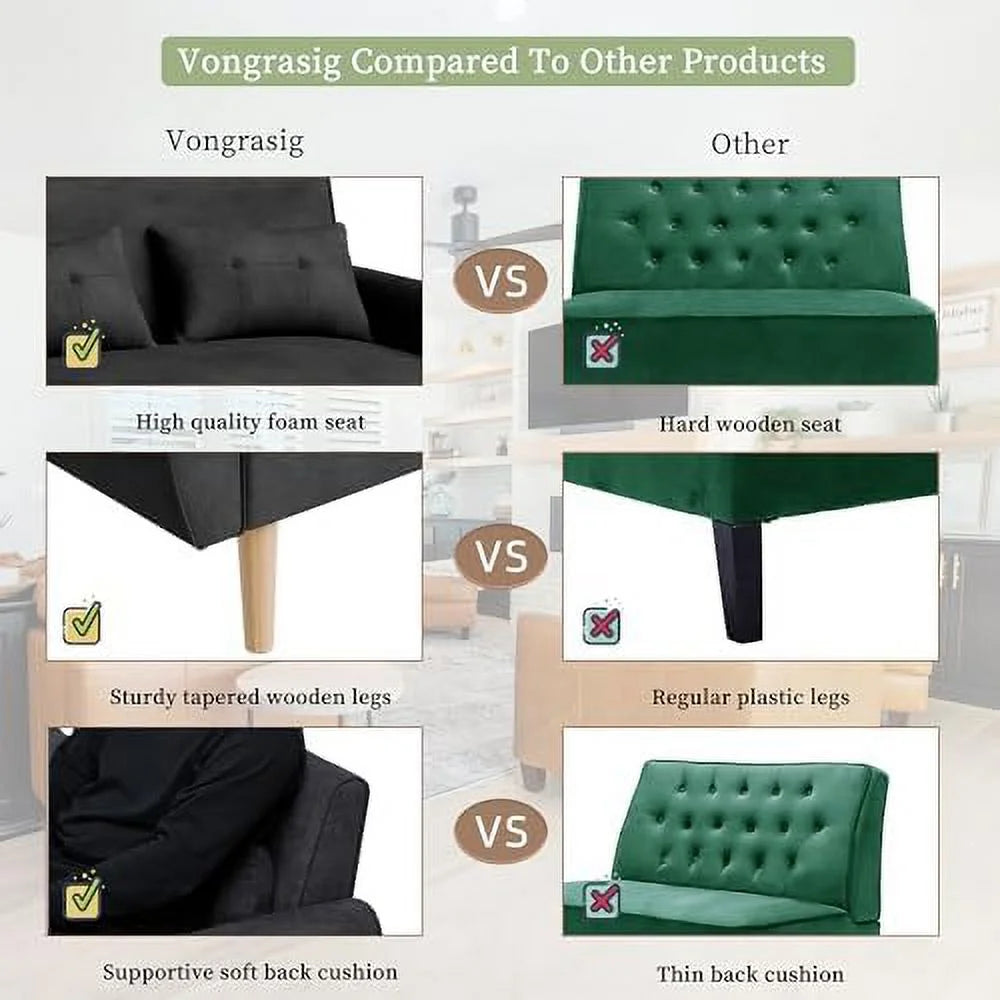 47" Small Modern Loveseat Sofa Linen Fabric 2-Seat Sofa Couch R3838