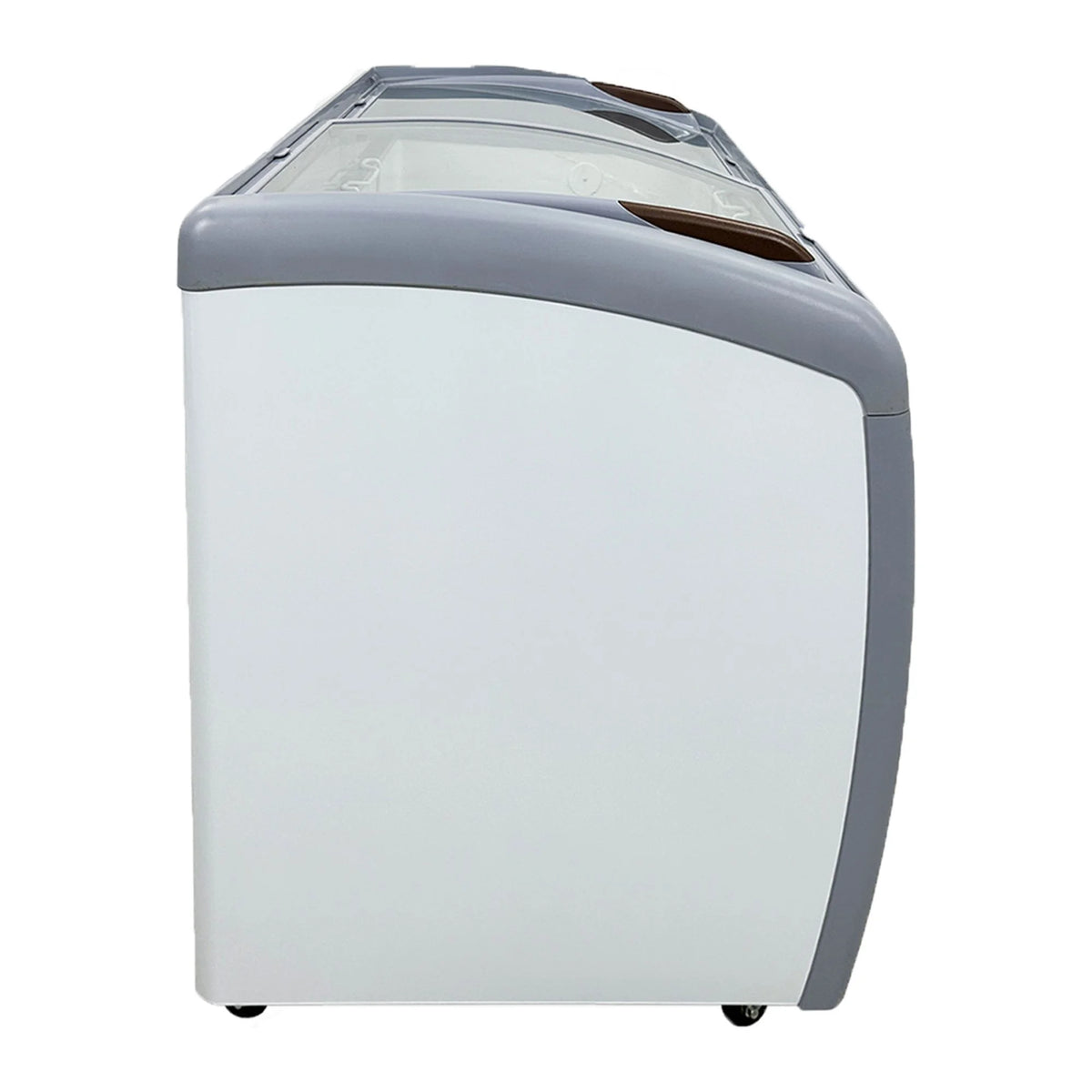 White Curved Glass Top Display Chest Freezer C59885