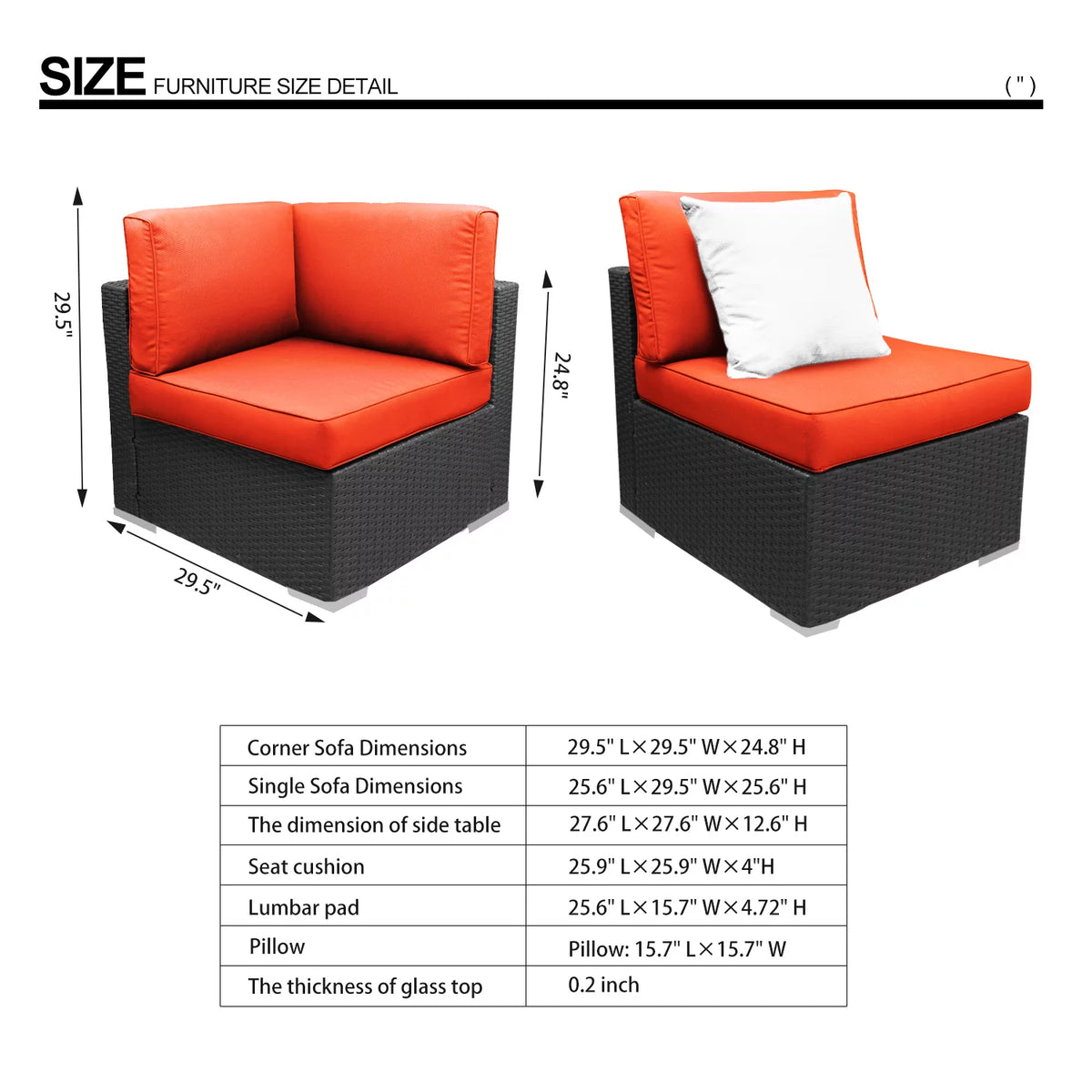 3 Pcs PE Rattan Wicker Patio Sofa Set M53444