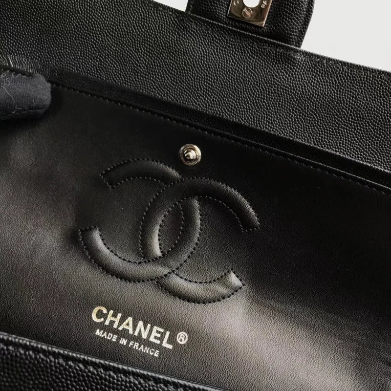 Black Chevron Calfskin Flap Bag S420302