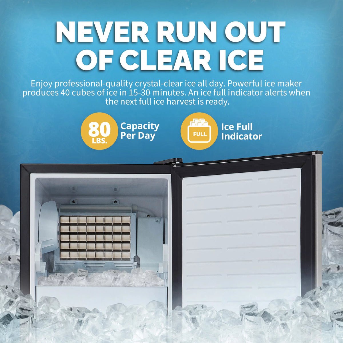 15" Undercounter Clear Ice Cube Maker Machine X603
