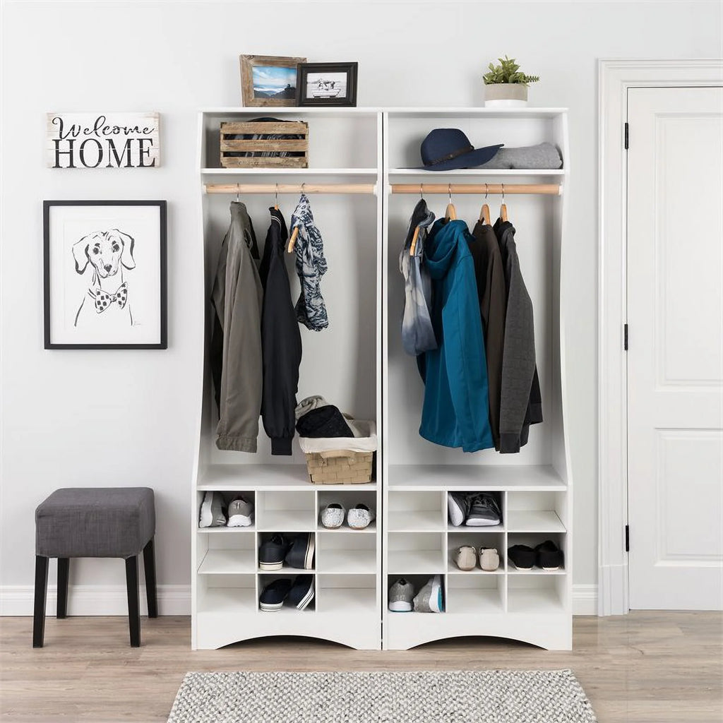 White Engineered Wood Wardrobe with Shoe Storage P13369