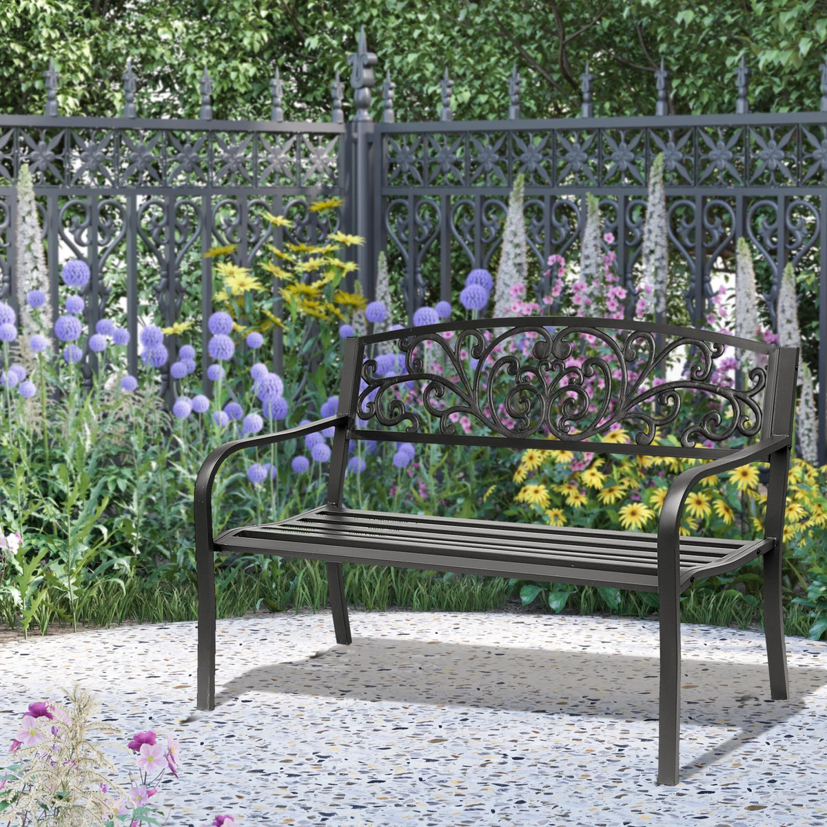 50" Steel 2 Seat Garden Bench B6663