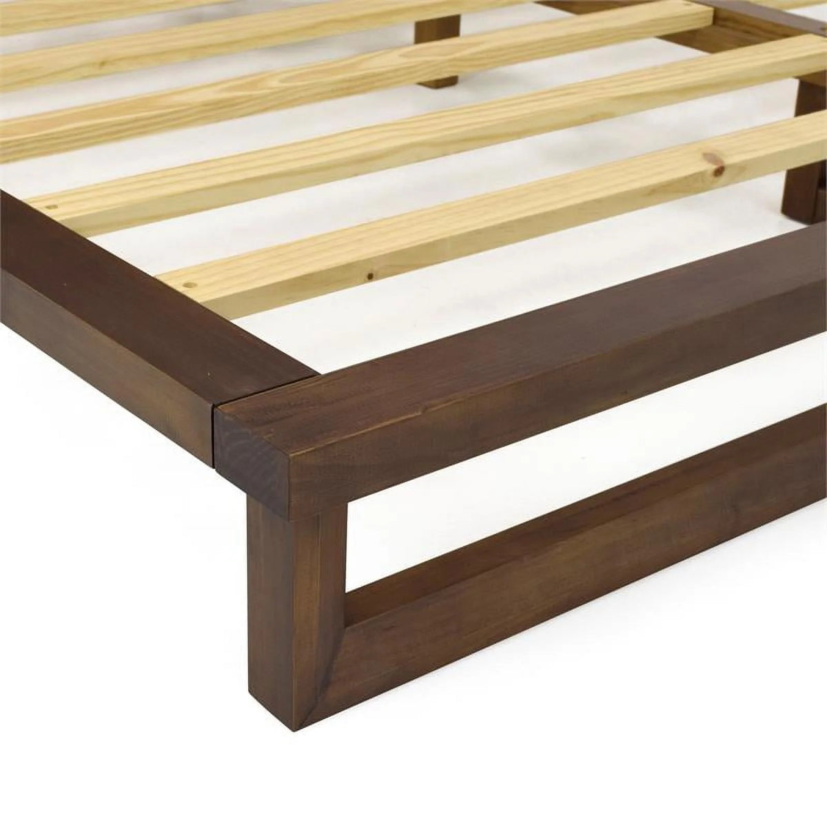 Queen Mocha Brown Wood Platform Bed T734
