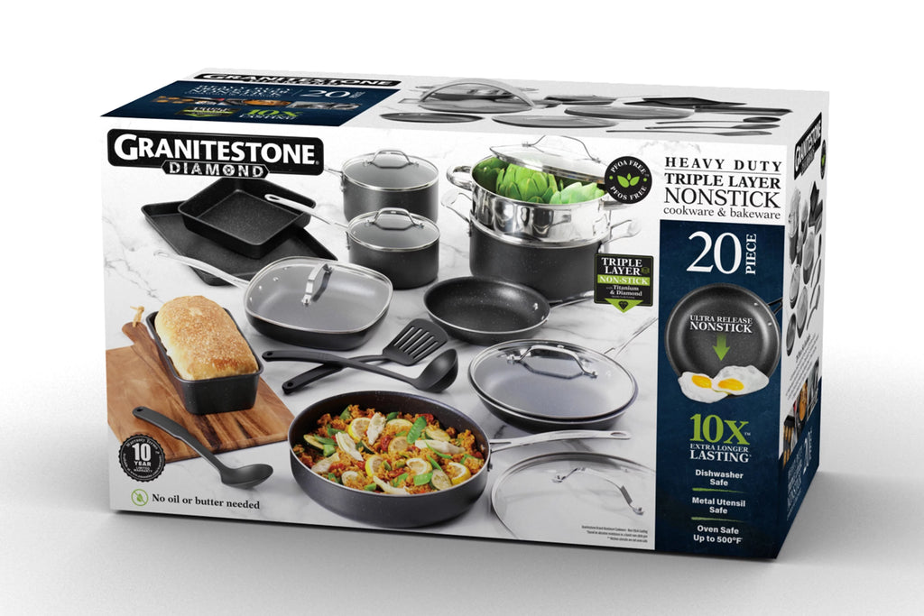20 Pcs Nonstick Granite Stone Cookware and Bakeware Set J34757