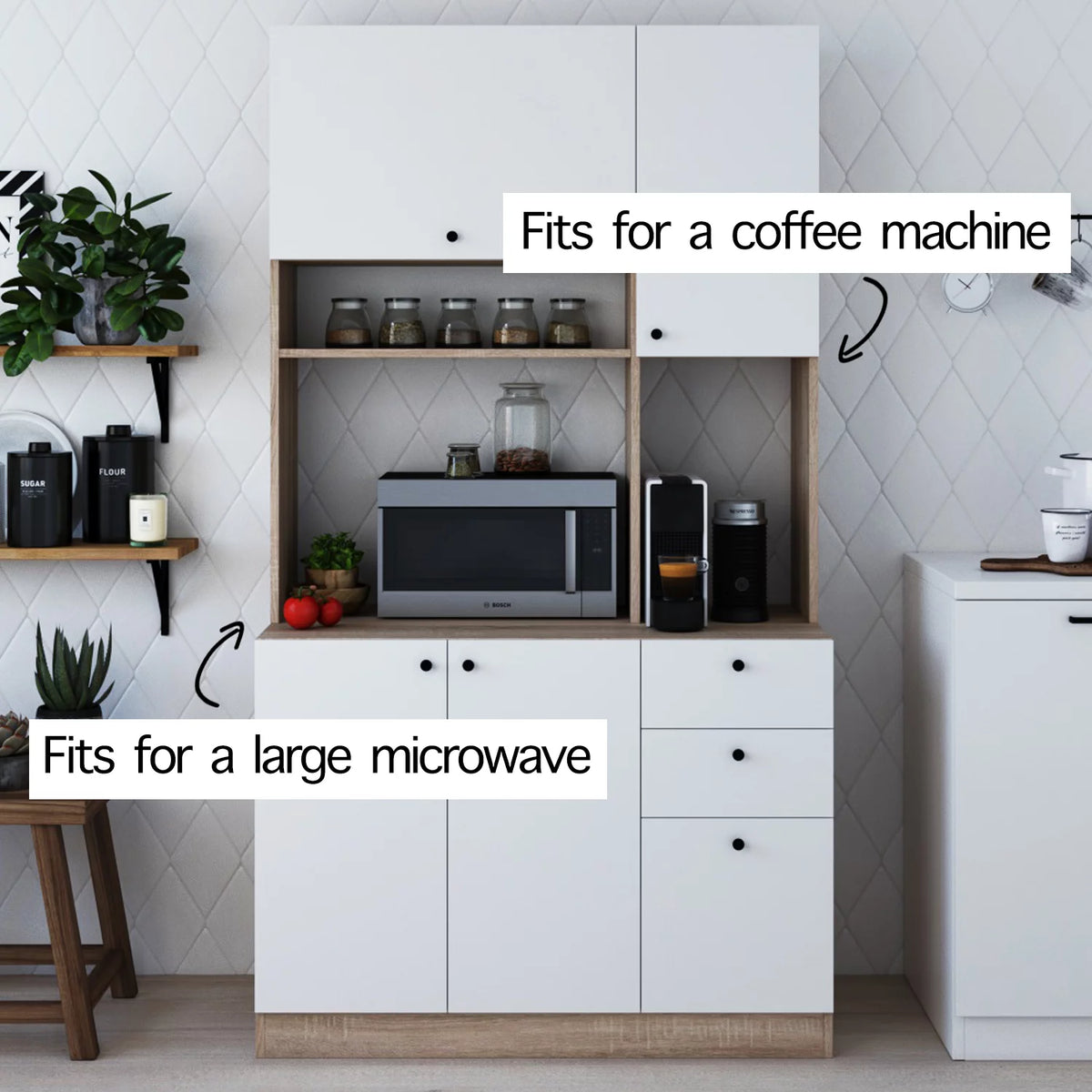 White Pantry Kitchen Storage Cabinet U158