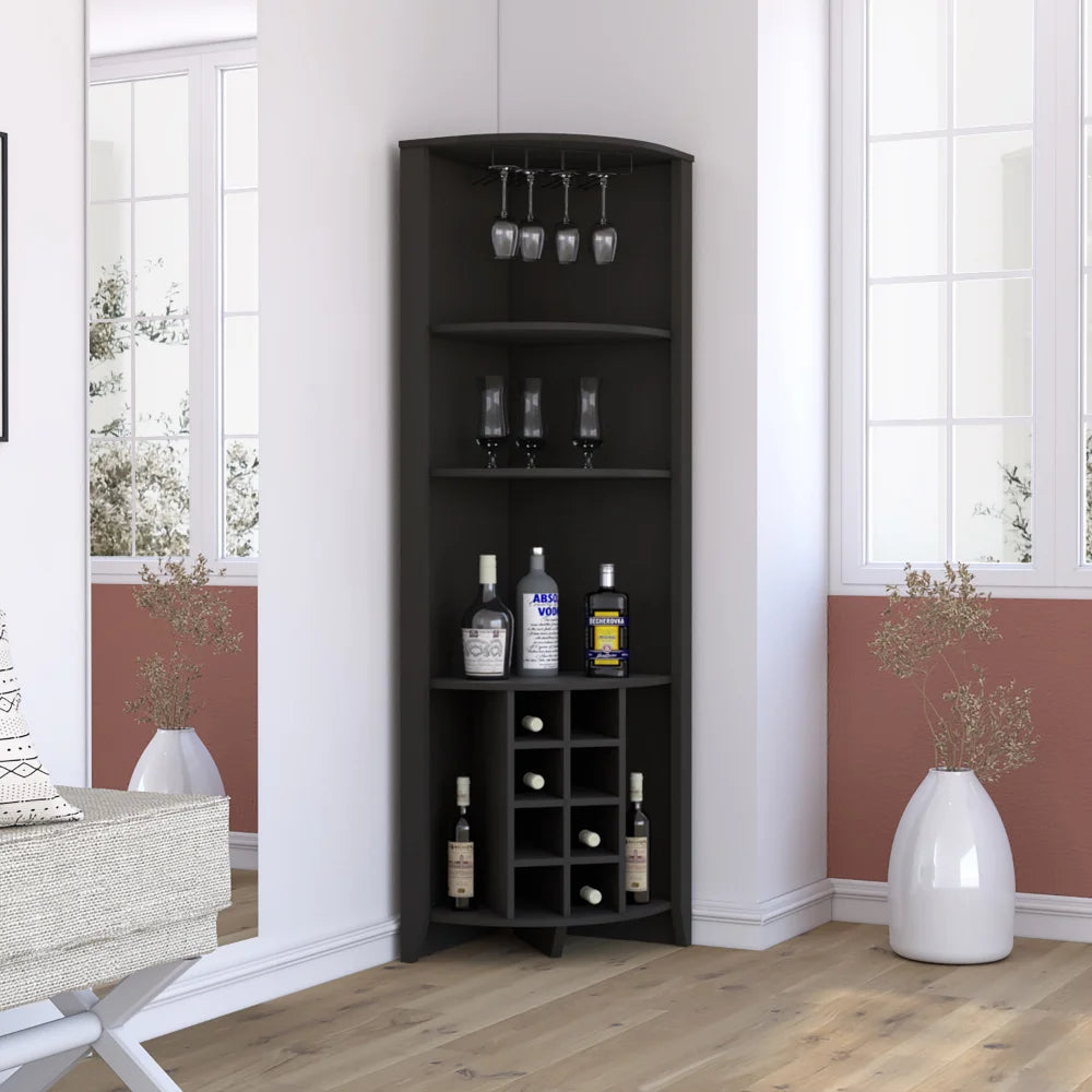 Dark Brown Corner Bar Cabinet N77941