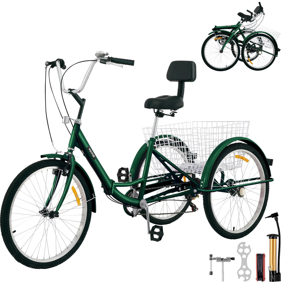 Foldable 7-Speed 24" Wheels Adult Tricycle F801971