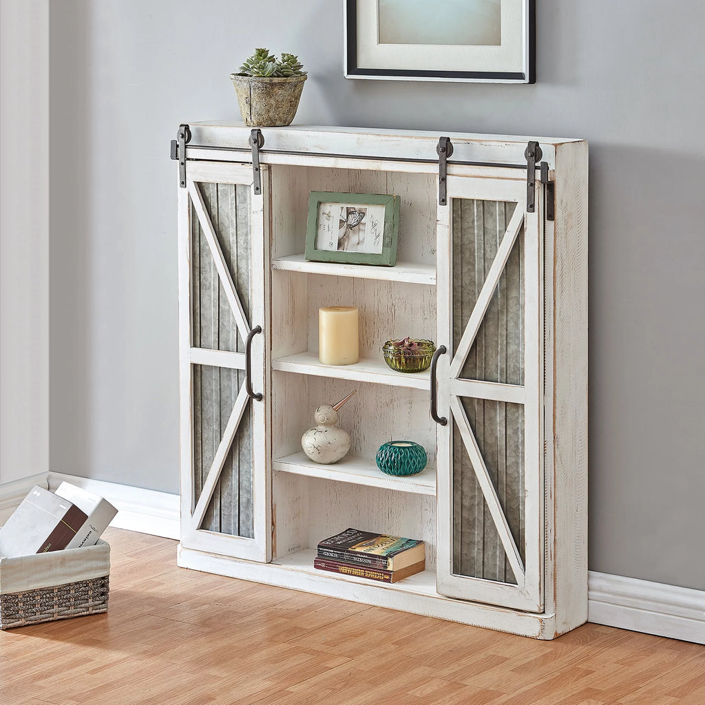 White and Silver Wood Cabinet W163223