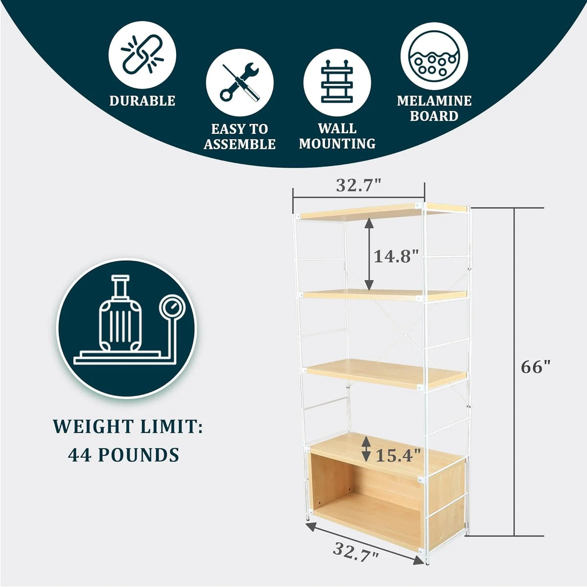 4 Shelves Bookcase with Steel Frame V4592