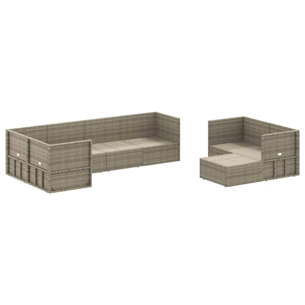 8 Piece Patio Set with Cushions Gray Poly Rattan I46971