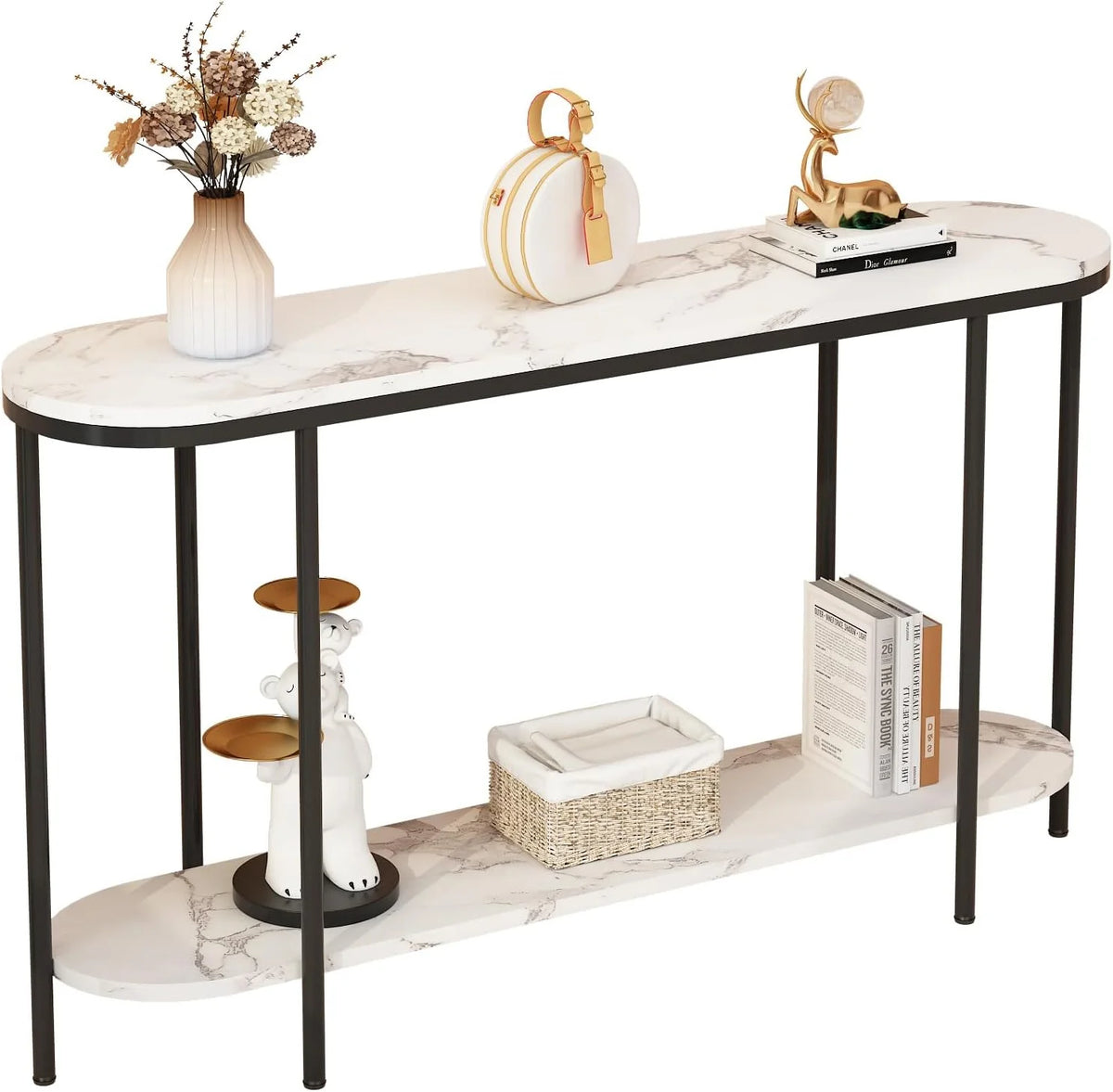 Faux Marble 2 Tier Sofa Table N308