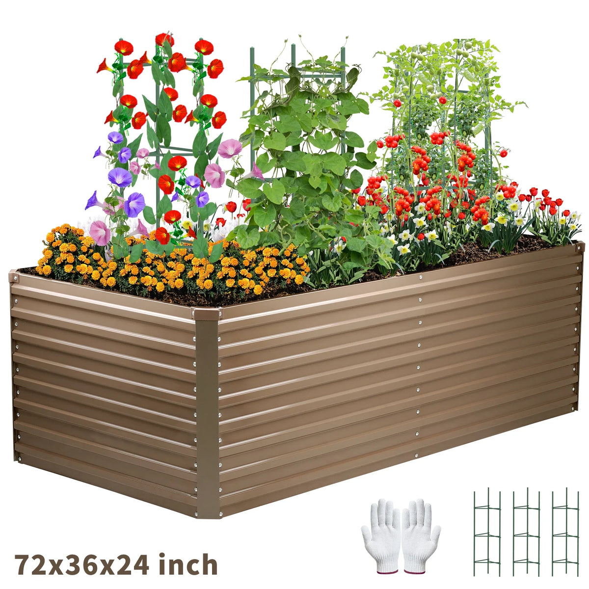 Galvanized Steel Raised Garden Bed 6x3x2 ft Brown R4517