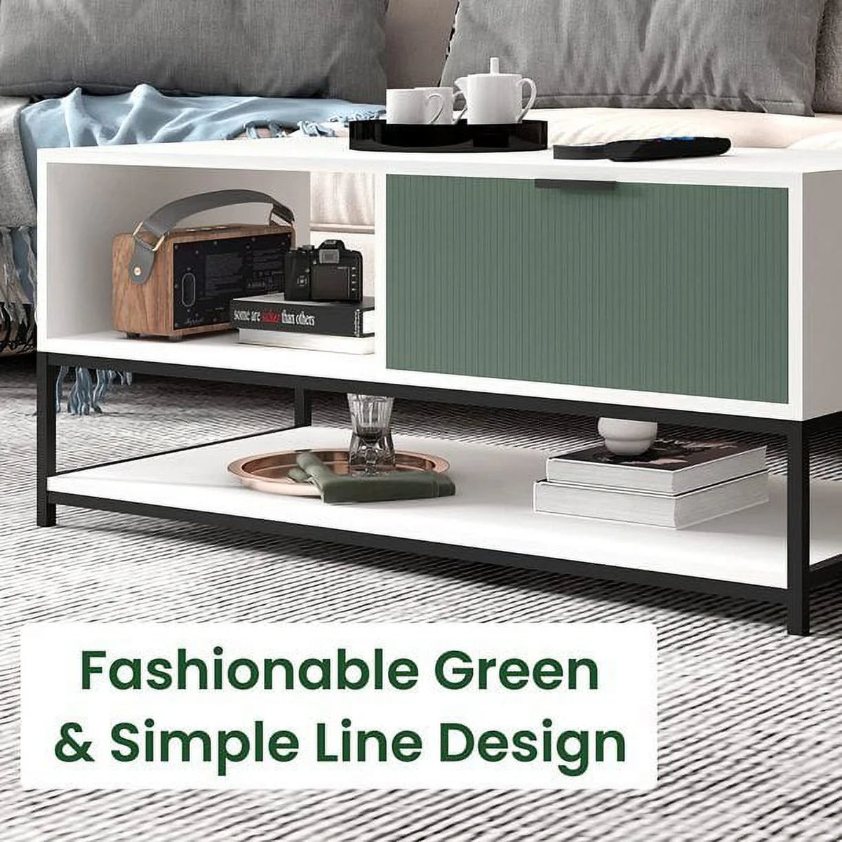 Wood Coffee Table with Steel Frame G642506